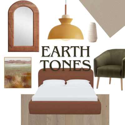 earth tone colored home decor products from CB2, Arhaus, and Carpet One Floor & Home